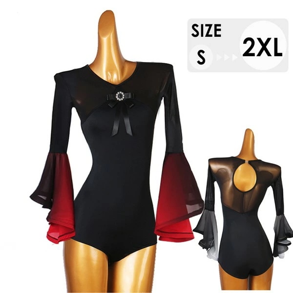 お买い得 社交ダンス衣装 トップス 透け感 レオタード式 社交ダンス トップス 練習着 長袖 春 秋 冬 競技用 ダンスウェア ステージ衣装 大きいサイズ カラオケ パーティー デモ 衣装 大きいサイ 5,010円