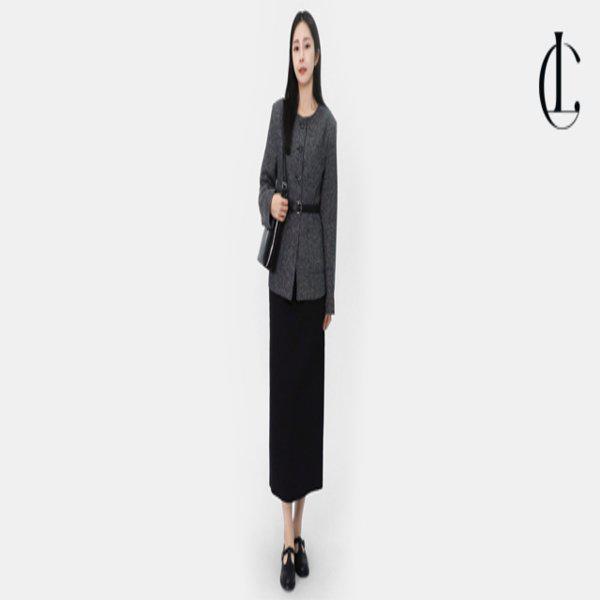 女性のゲストルック会社員ノーカラーショルダーパッドツイードジャケットLCC010