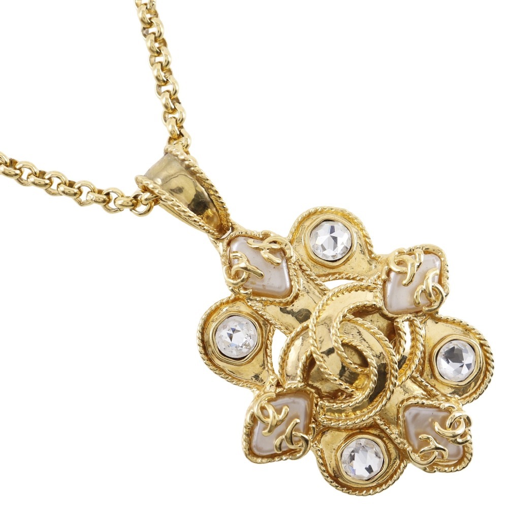 ネックレス 金メッキ フェイクパール 95A 約103.7g レディース 中古品 A-ランク