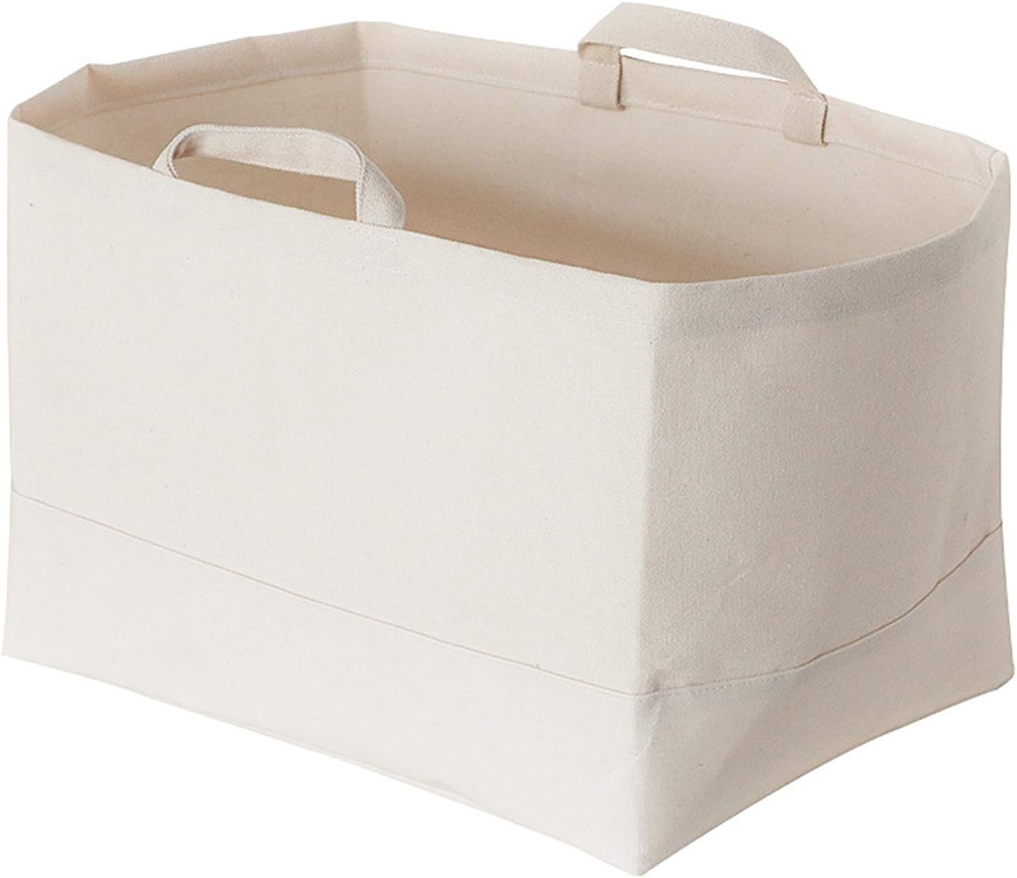 帆布製 長方形 収納かご 特大サイズ 持ち手付き 幅52×奥行26×高さ32cm