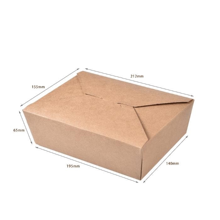 一体折の紙ボックス/クラフト弁当箱/紙製ランチボックス/使い捨て食品容器 紙製/エコ弁当箱/155*212
