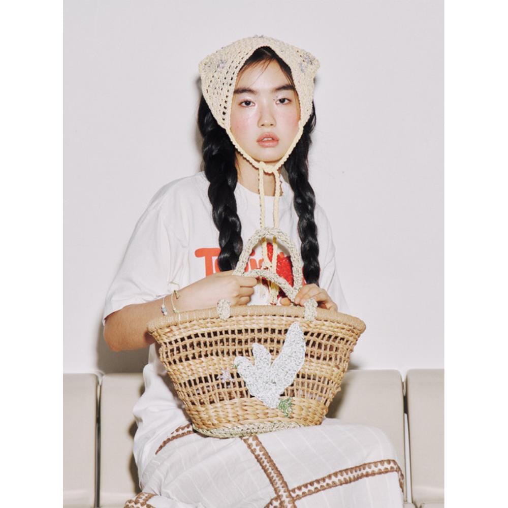 MISU A BARBE [Exclusive] DOVE STRAW BAG