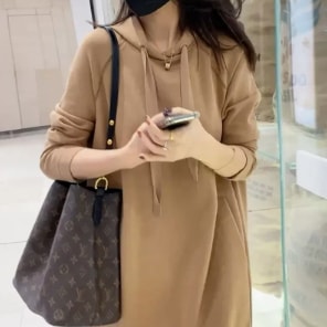 レディース スカート ワンピース パーカー パーカーワンピース パーカーワンピ 膝丈 膝下 長袖 フード 紐 ストレート Aライン リボン ポケット シンプル カジュアル ラフ メンズライク