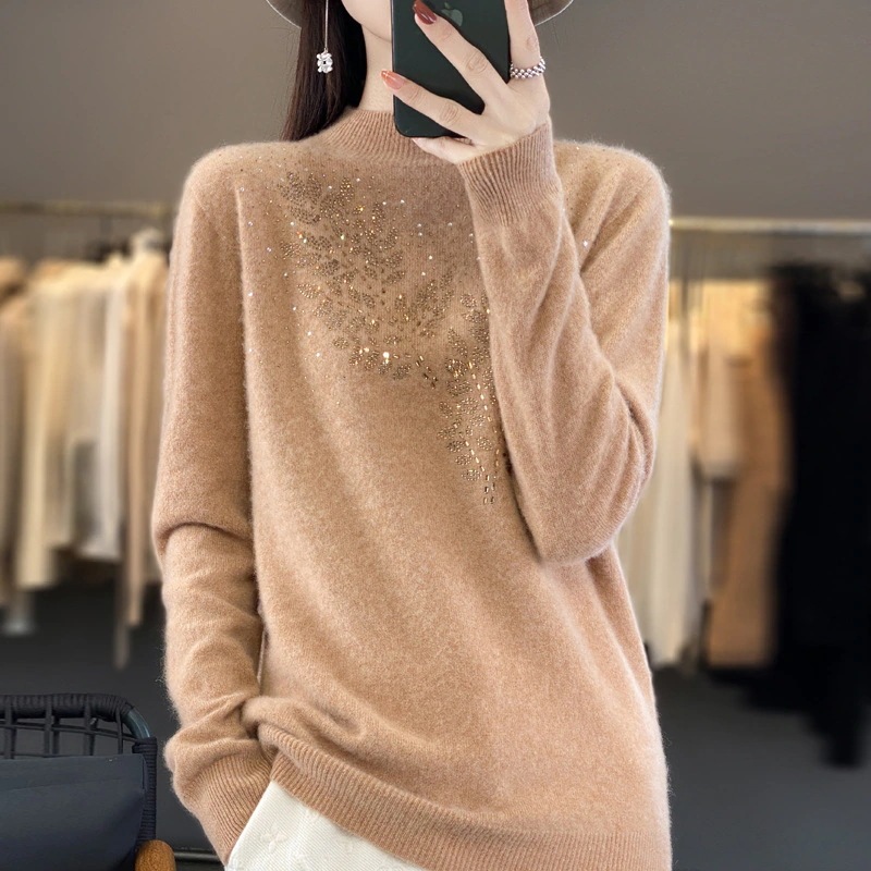既製服長一線ハーフドリルゆったりセーター下地ックニットレディース