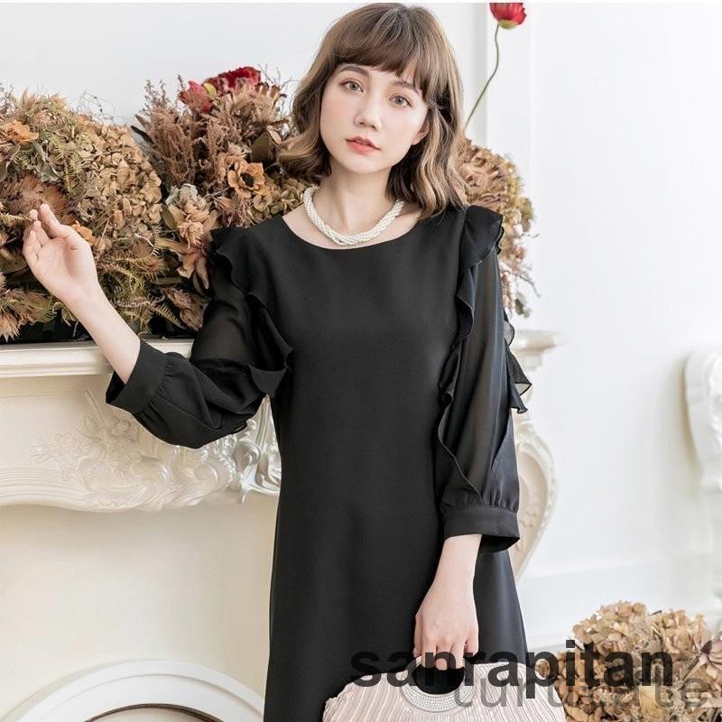 【急速出荷!】ワンピースドレス結婚式レディースパーティーお呼ばれ半袖薄手フォーマルシンプルきれいめ大きいサイズ服膝下 2枚購入で200円FF