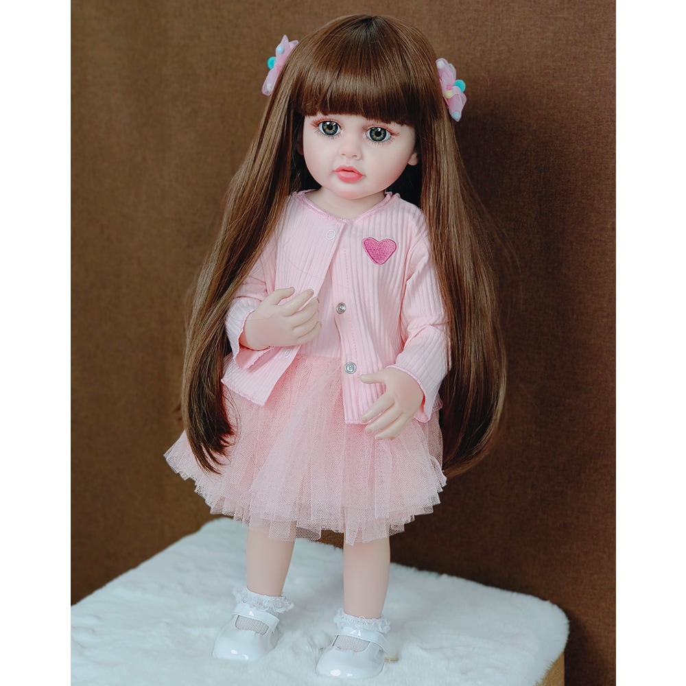 シミュレーションリボーンドール 55cm プラスチックボディ ロングヘア 女の子 コンパニオンドール 誕生日プレゼント