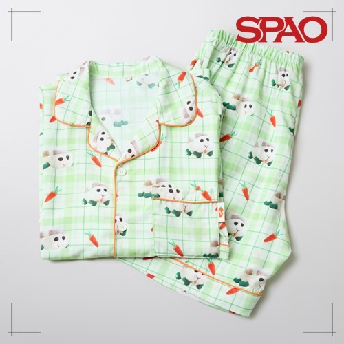 SPAO プイプイモルカー 半袖 パジャマ(GREEN) 韓国限定 パジャマ かわいい