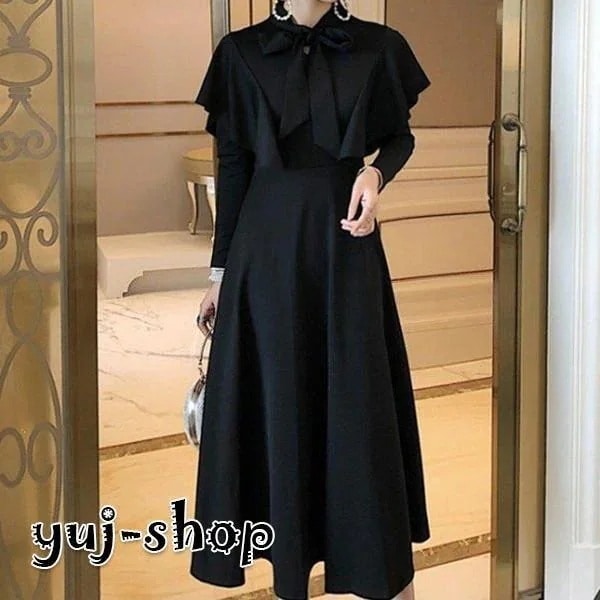 ワンピース レディース フレア きれいめ フォーマルワンピース 結婚式 ロングワンピース ドレス 長袖 Aラインワンピース パーティードレス 入学式