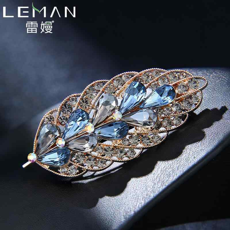 ヘア アクセサリー レディース ブルー ラインストーン ヘアピン 頭後ろ ハーフ タイ レディース 大人 秋冬 レディース ファッション 装飾品 5,425円