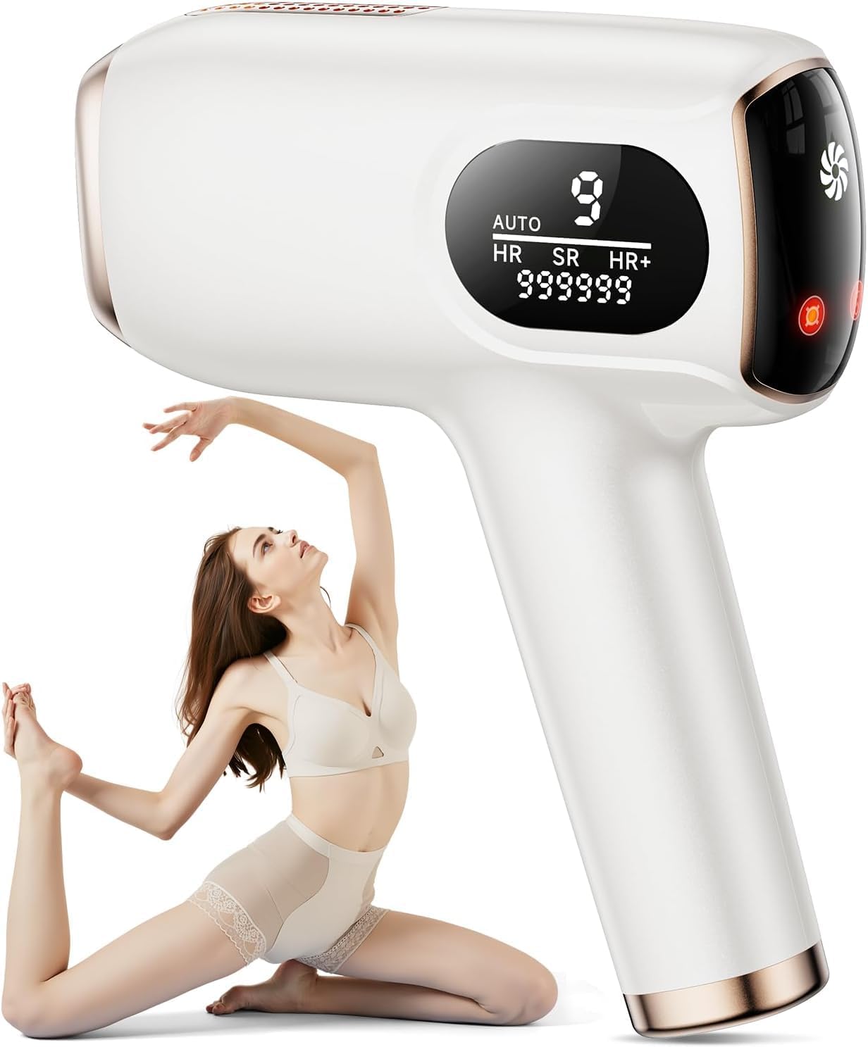 脱毛器【サロン級IPL光技術/刺激レス】VIO対応 髭 家庭用 顔/全身/Vライン 男女兼用 99万発耐久9段階調節 手動/自動照射 無痛 光美容器 保護眼鏡＆カミソリ付き たった3回で効果実感 (W