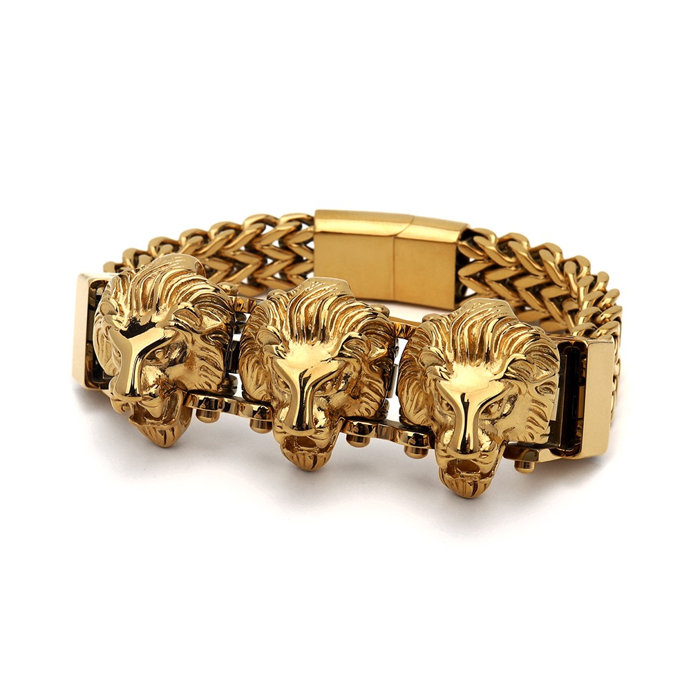 ステンレス ライオンブレスレット [b608]