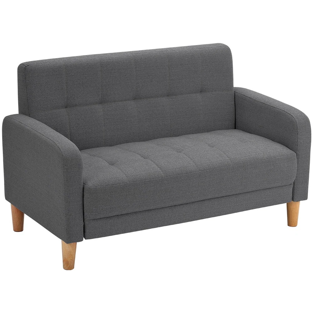 ソファー 2人掛け 肘付き 天然木脚 幅約110cm 簡単組み立て 2WAY ファブリック おしゃれ 新生活 スタイル ソファベッド【グレー】GG4644 G46