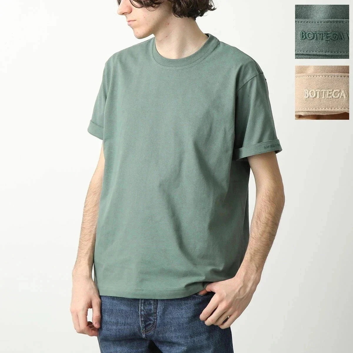 BOTTEGA VENETA ボッテガヴェネタ 半袖 Tシャツ 744965 VF1U0 メンズ コットン クルーネック 刺繍ロゴ 無地 リラックスフィット カ