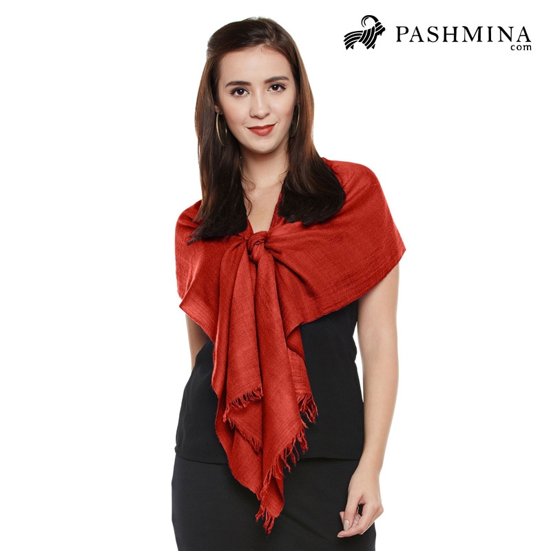 マルーン カシミア スカーフ 純粋なパシュミナ
