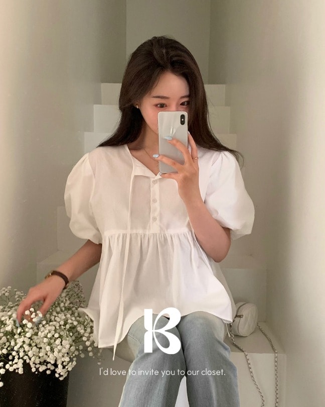 [MADE] エンマバルーンパフ半袖ブラウス bs1197