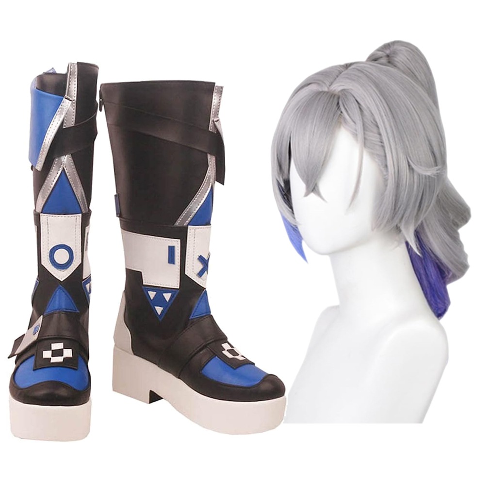 コスプレ靴 銀狼 ぎんろう　ウィッグ付き 崩壊：スターレイル ブーツ 下駄 シューズ 長靴 コスプレ クリスマス ハロウィン