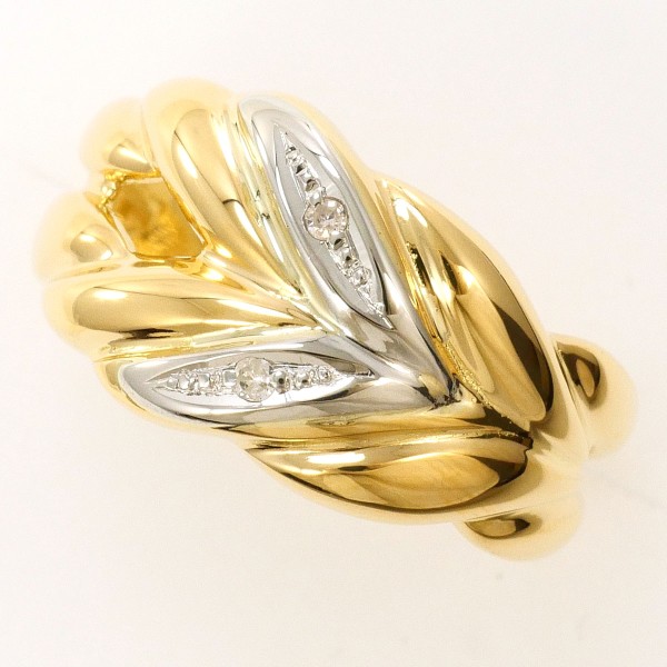 PT900 プラチナ K18YG リング 指輪 5.5号 ダイヤ ジュエリー 中古