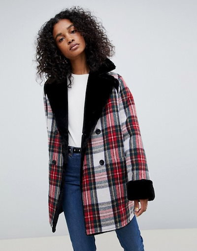エイソス レディース ジャケット・ブルゾン アウター ASOS DESIGN reversible faux fur and check bonded jacket エイソス レディース ジャケット・ブルゾン アウター ASOS DESIGN reversible faux fur and check bonded jacket