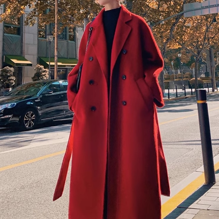 レディース コート アウター 上着 ウール 羽織 前開き ウールロングコート ロングコート ロング 長袖 Vネック 襟付き ワイド ポケット ボタン かわいい 大人可愛い きれいめ シンプル