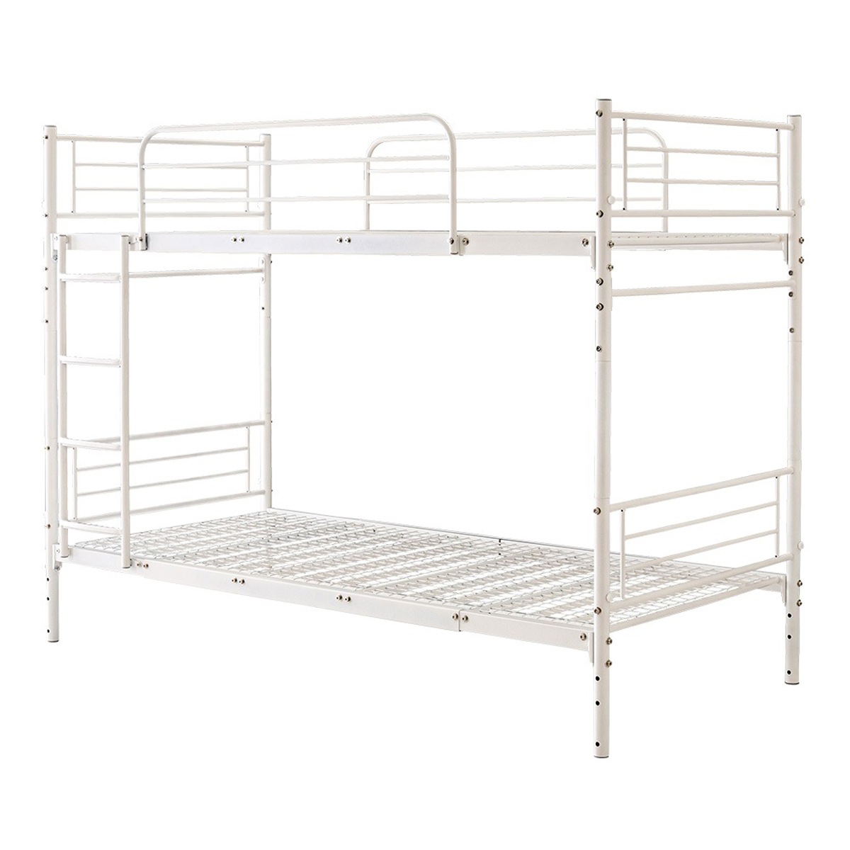 並べて連結もできる パイプ 2段ベッド 連結してキングベッド ブラック ホワイト