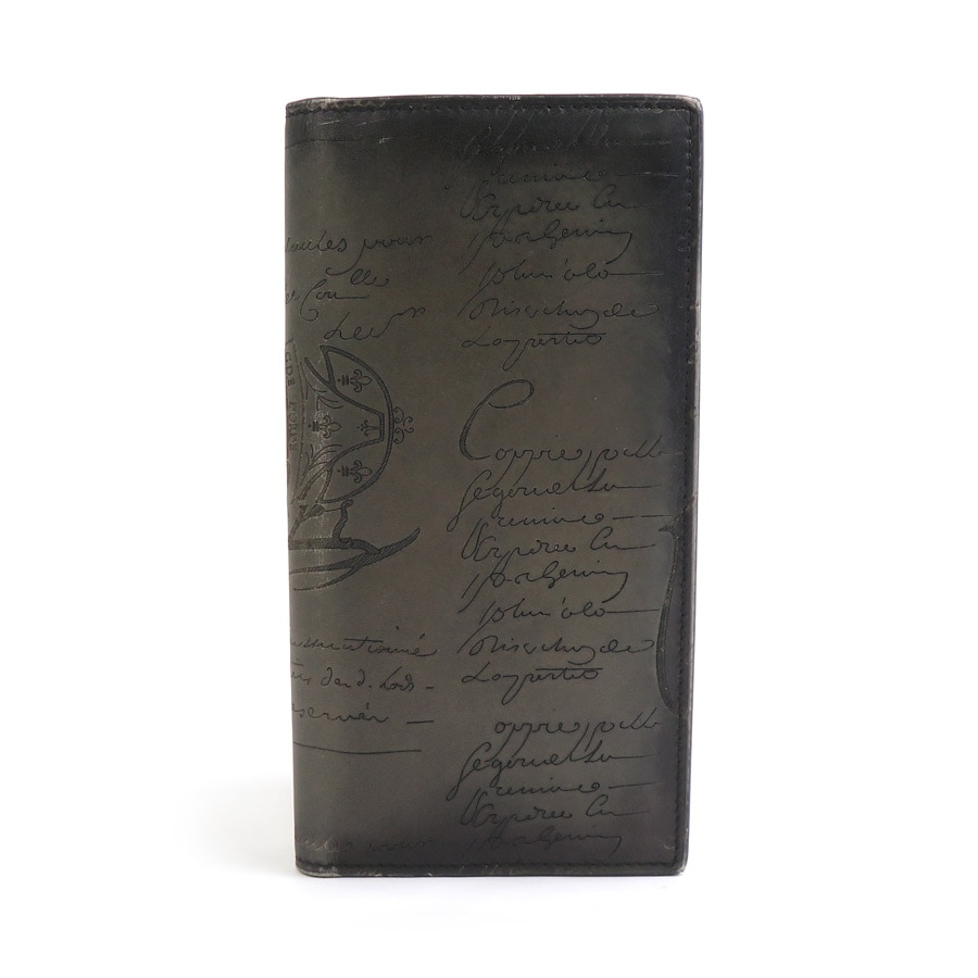 ベルルッティ Berluti 二つ折り長財布 イタウバ レザー ブラック系 メンズ h31322a