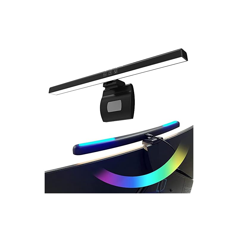 Makilight モニターライト 平面スクリーンバー LEDデスクライト USBライト 40cm RGBバックライト付き 非対称配光 モニター掛け式ライト タッチセンサー調色調光 スクリーンライト