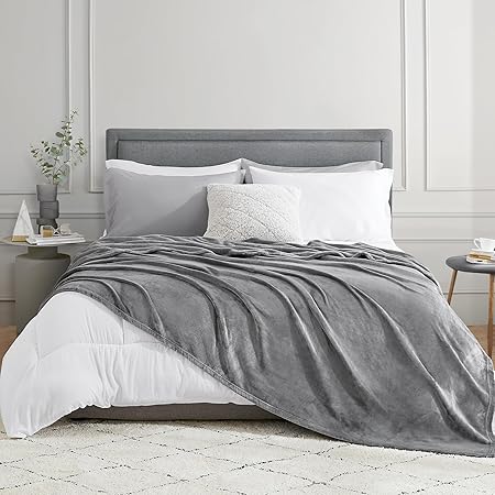 Hansleep 毛布 もうふ 夏用 ダブル ブランケット 大きめ 200x220cm 大判 グレー
