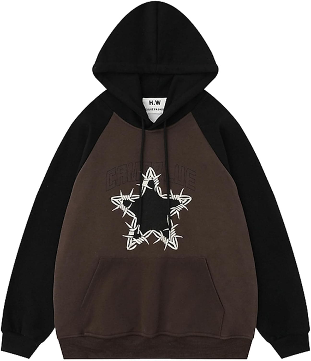 フルオーバー 星柄 刺繍 メンズ 長袖パーカー フード付 カップル 切り替え レディース ポケット付き 春服 秋服 トップス 大人 原宿風 レトロ カジュアル 耐久 柔らかい肌触り 快適 薄手