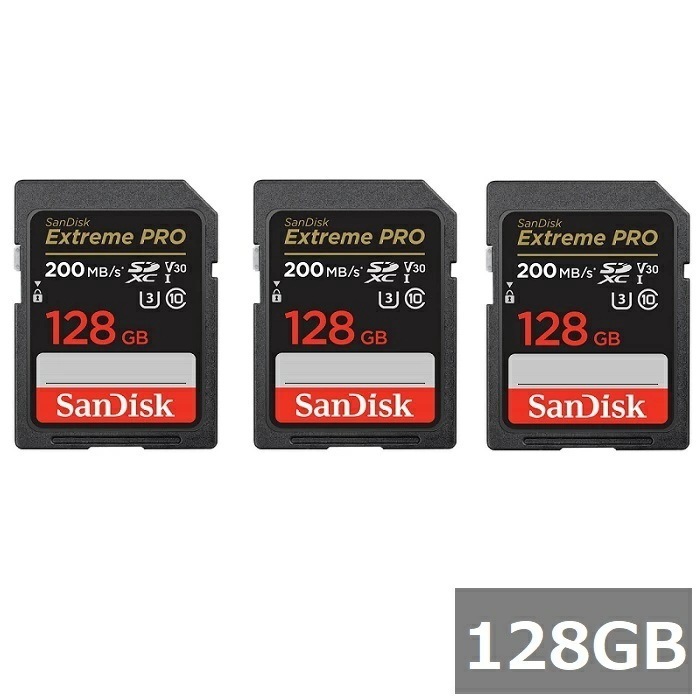 【3セット】 サンディスク SDカード SDXC SDSDXXD-128G-GN4IN Extreme PRO 128GB Sandisk SDXCカード SD Class10 UHS-I カ