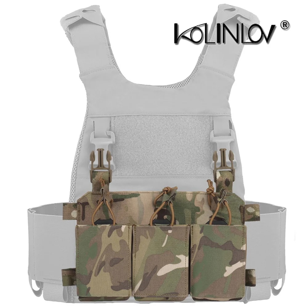 タクティカルライフルトリプルマガジンポーチ 挿入バックル付き クイックプルインサートボード AR15 M4 M4A