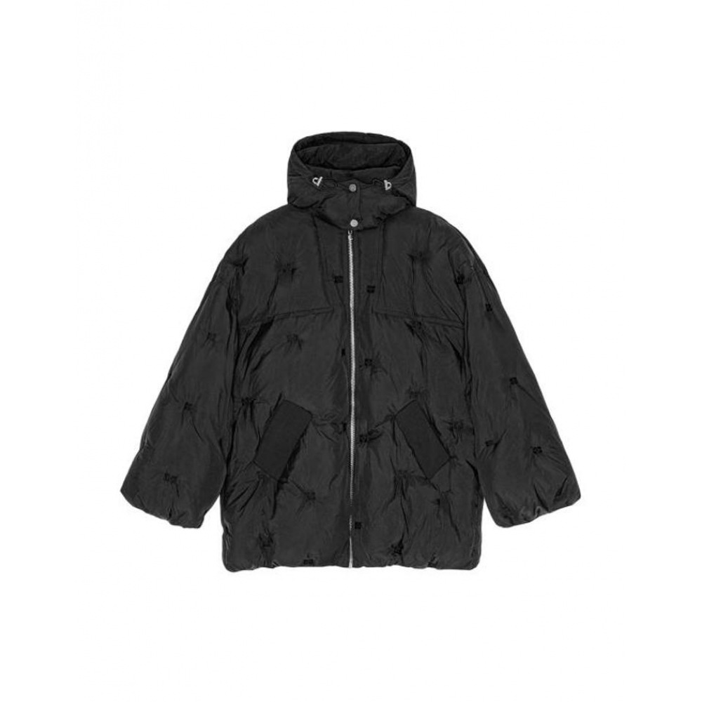 24FW GANI 女性用ロゴ刺繍クアルティングシェルパーカーパファージャケット F9545099 ブラック BPG