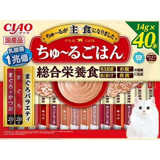 (まとめ買い)いなばペットフード CIAO チャオ ちゅ~るごはん まぐろバラエティ 14g×40本 猫用おやつ 【×3】