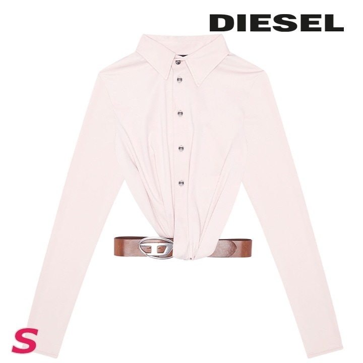 長袖シャツ ブラウス レディース C-ELMY レザーベルト付き スリムフィット die-l-t-f4-65k