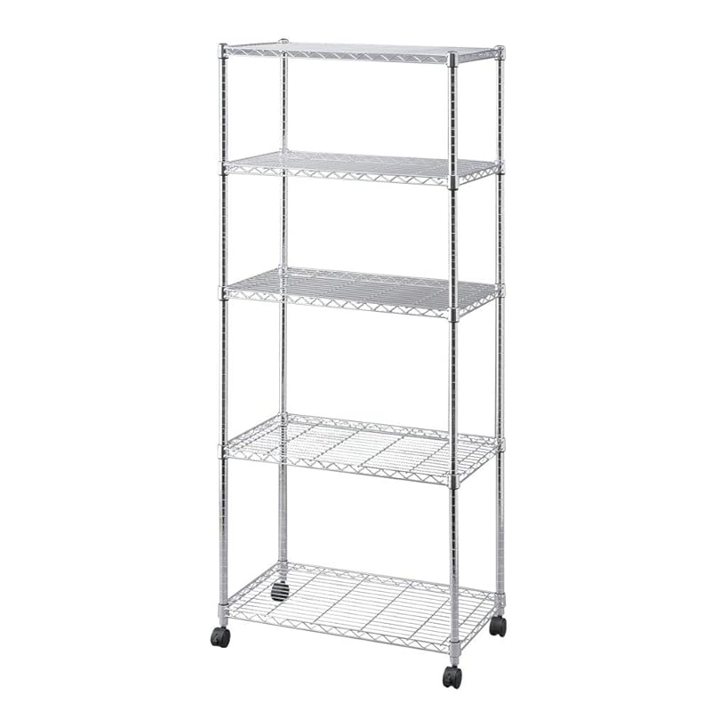 即納：アイリスオーヤマ ラック メタルラック 本体 スチールラック 幅70 5段 業務用 ステンレス スチール 棚 収納 5段 キャスター付き 防サビ加工 ポール径25mm 幅76×奥行46×高さ17 14,963円