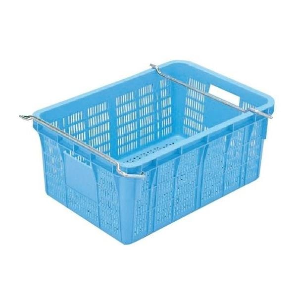 (5個セット)プラスケット/網目ボックス (No.650 金具付き) ブルー スタッキング金具使用時：段積み可