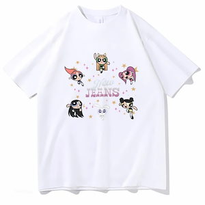 大好評！2点ご購入で2OO円OFF新品 Y2k 男女兼用 ピュアコットン 半袖 Tシャツ サマージーンズ パワーパフガールズ シンプルプリント