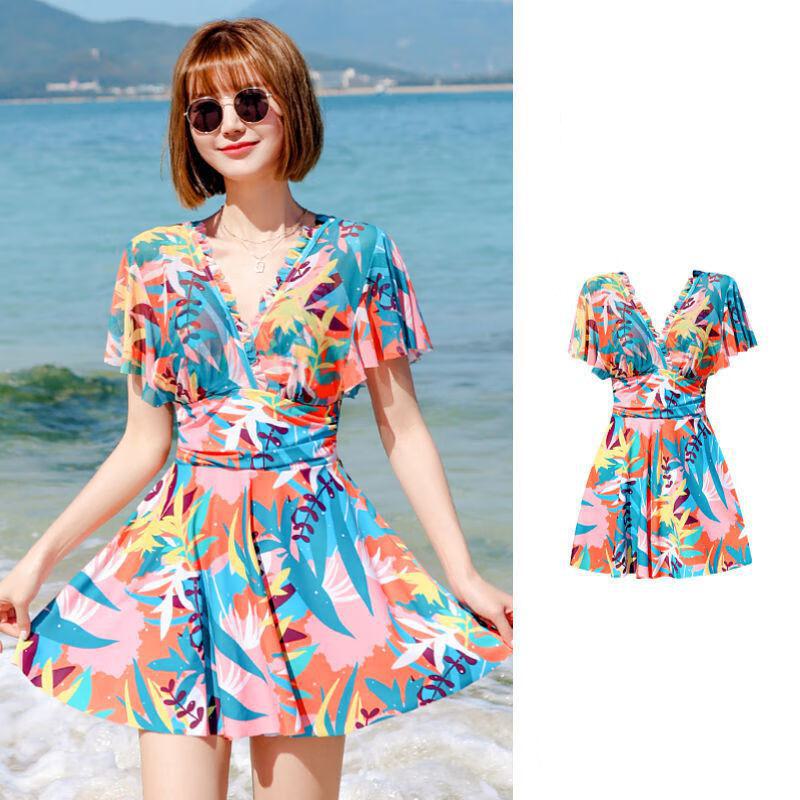 水着女子新型ビッグサイズ太ったmmぽっちゃり女子の遮肉温泉連体保存スリムスカート式水着平均サイズ体重40-60 kg推奨