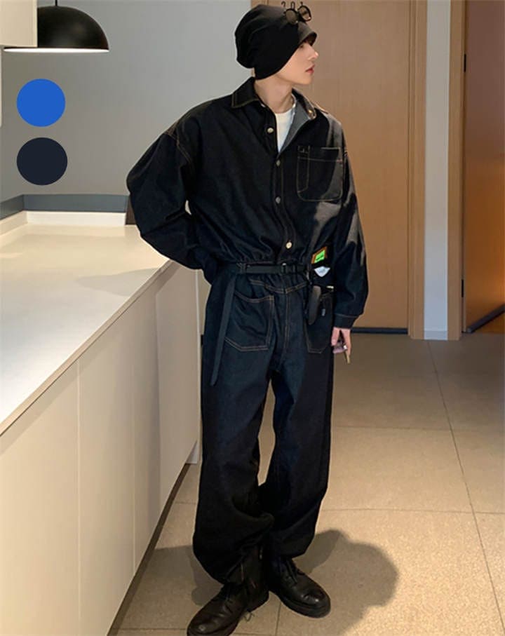 デニムつなぎ メンズ おしゃれ オールインワン ビッグシルエット オーバーサイズ カバーオール 5,354円