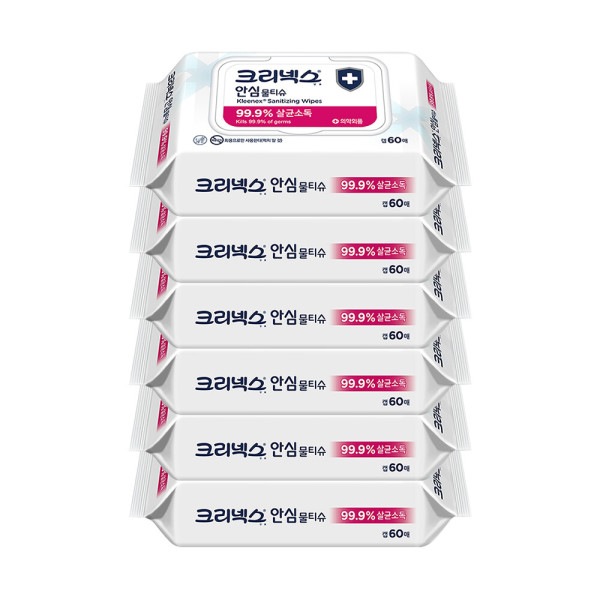 クリネックス 安心ウェットティッシュ キャップ60枚x6個/医薬部外品/抗菌99.9