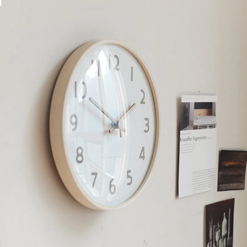 壁掛け時計 おしゃれ インテリア 北欧風 ポッケト 耐久性 使いやすい 大音量 静音 12インチ リビング ダイニング ベッドルーム モダン スリムデザイン