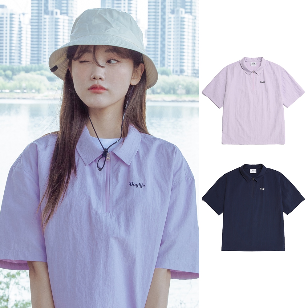 22SS NYLON COLLAR ZIP UP T-SHIRT (2 COLOR)