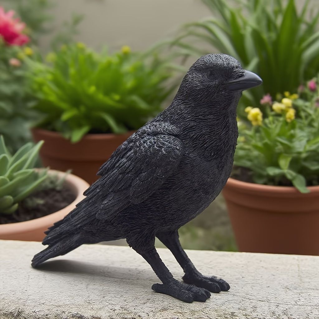 置物 オブジェ ガーデンオーナメント カラス からす リアル 鳥 屋外 屋内 室内 インテリア 玄関 リビング ダイニング 装飾 庭 ガーデニング 装飾 ガーデン ハロウィン装飾 ギフト インテリア用