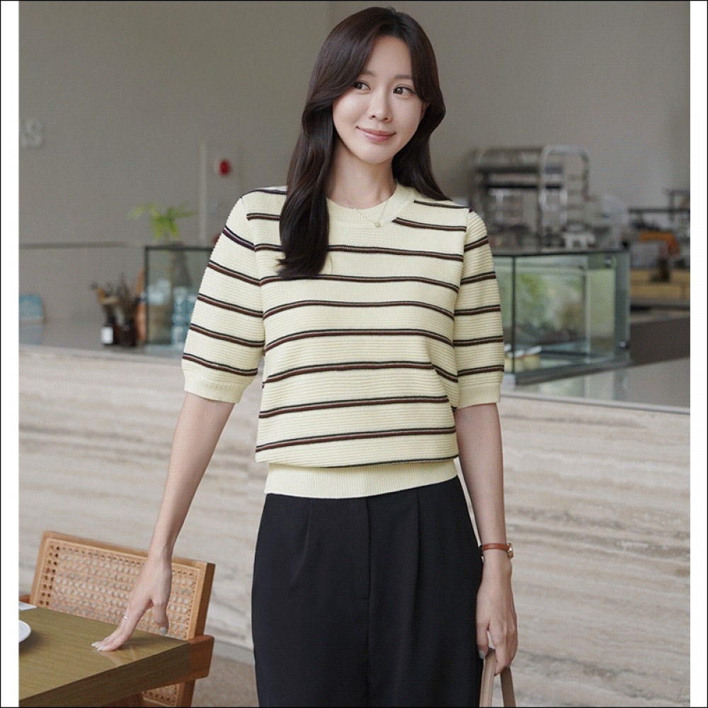 クリック＆ファニーランチェブストライプニット