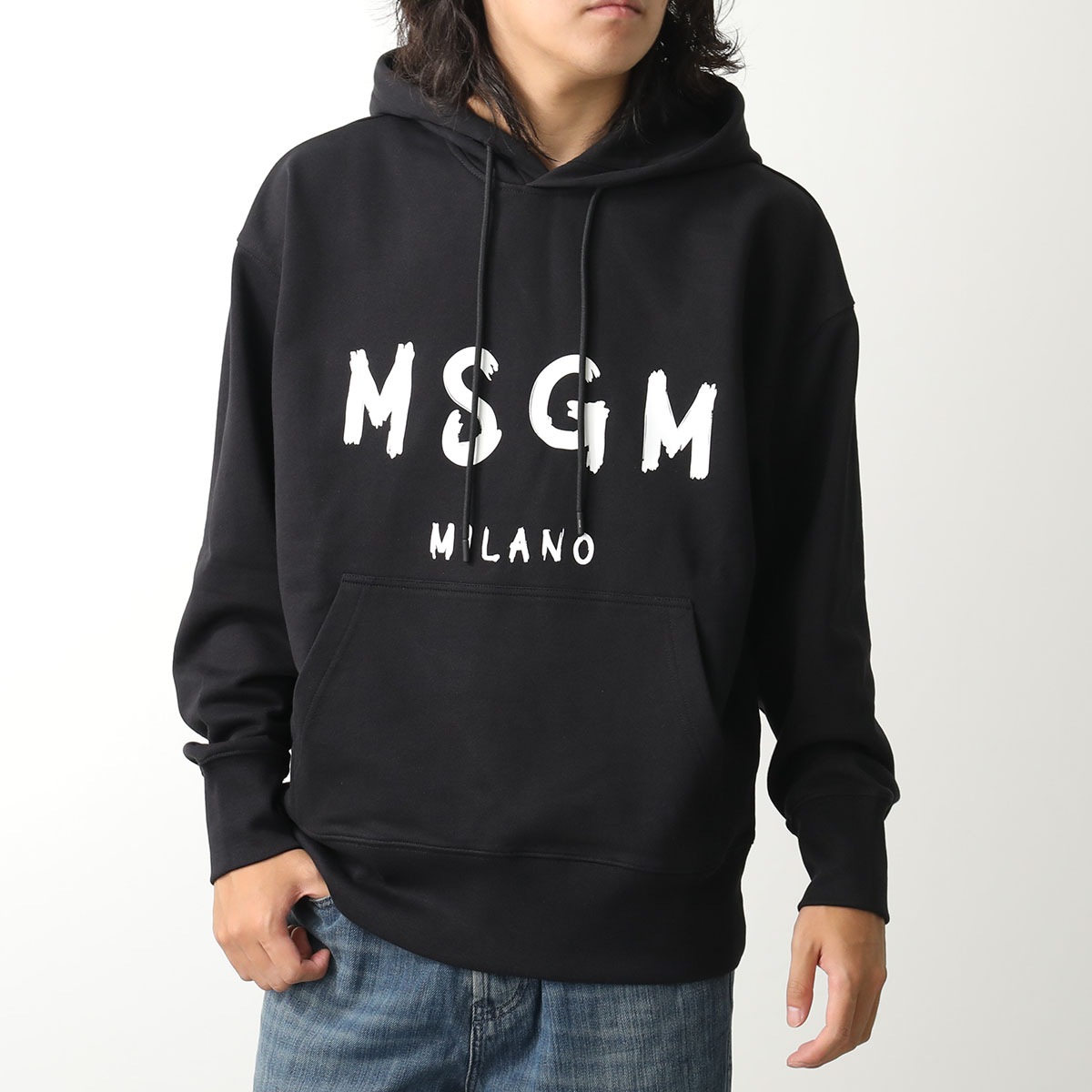 MSGM エムエスジーエム 2000MM515 カラー3色 プルオーバー パーカー ペイントロゴ スウェットシャツ ライト生地 メンズ レディース