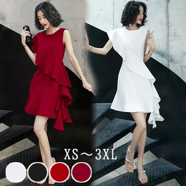 ドレス 大人 ピアノ 発表会 ショート丈ドレス 膝丈 演奏会 演奏会用ドレス 赤 ピアノ発表会 結婚式 高校生 パーティードレス 演奏会ドレス 大きいサイズ 母親 コンクール イブニングドレス ミニ丈