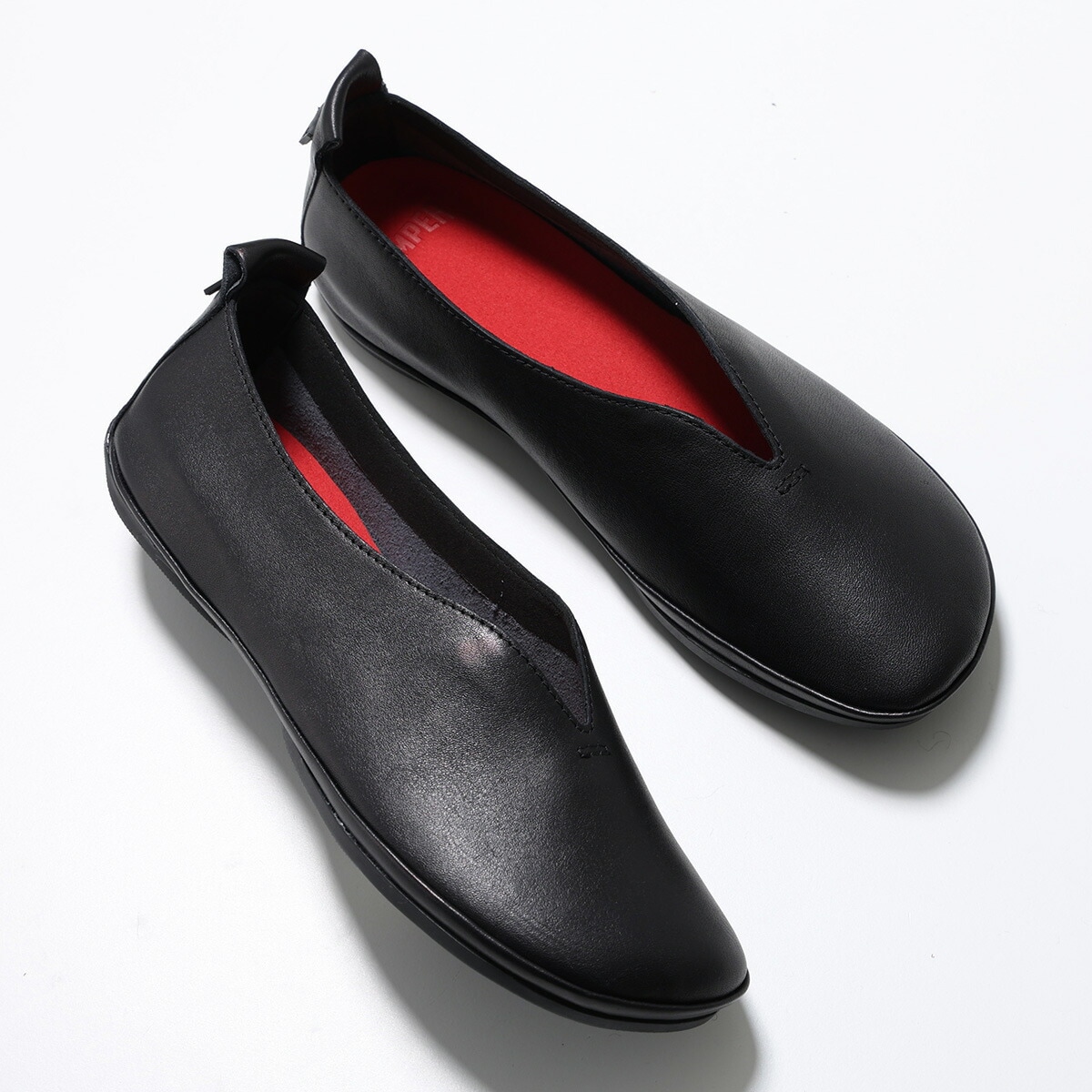 CAMPER カンペール フラットシューズ Right Nina ライトニナ K201813 レディース レザー パンプス バレエシューズ Vカット ラウンドトゥ 靴 002/Black