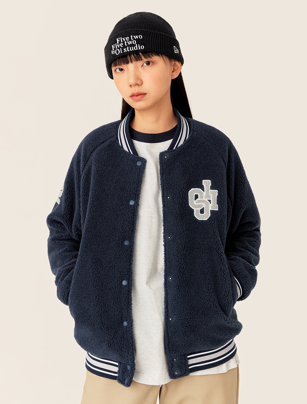 フリース スタジアム ジャケット（2カラー/Navy/yellow）