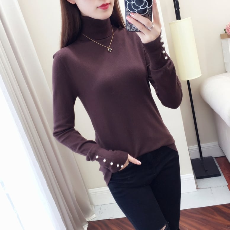 5color レディース ハイネックニット タートルネックカットソー ハイゲージニット トップス