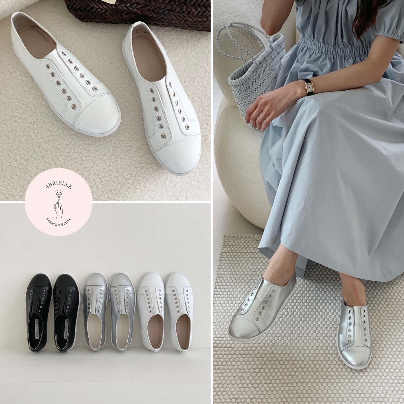 (S-006) Abrielle アブリエル　韓国靴　皮　ウォーキングシューズ レディース　運動靴　レザースニーカー