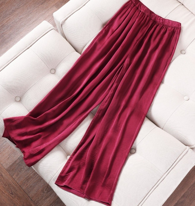 ボトムス デート モテアイテム ストレート ワイドレッグ ウエストゴム 光沢感 可愛い きれいめ 上品 おしゃれ かっこいい 可愛い ラブリー キュート ガーリー クール モード系 セクシー